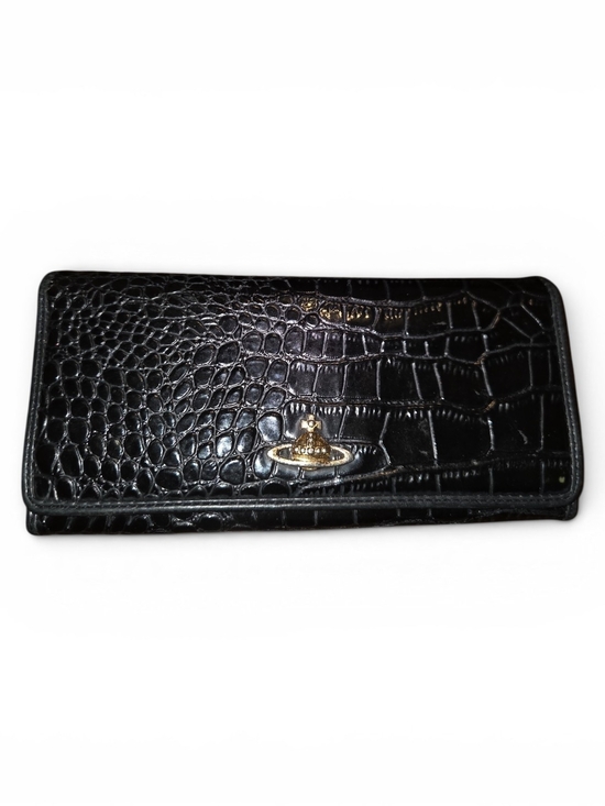 Vivienne Westwood Handbags - Vivienne Westwood Black Croc-Embossed Wallet